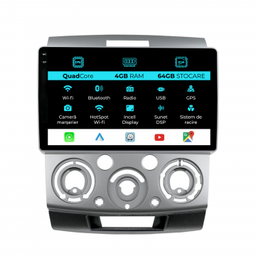 Navigatie Dedicata Ford Ranger (2005-2011),QuadCore, 9Inch, 4Gb Ram, 64Gb Stocare, Carplay