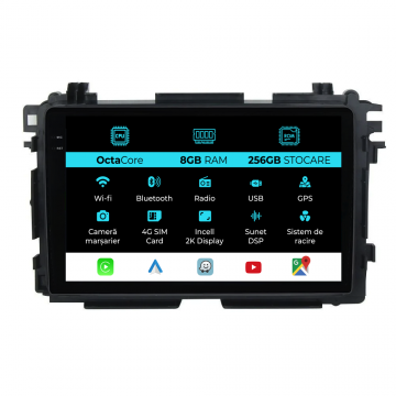 Navigatie Dedicata Honda HR-V (2014-2021), 2K, 8Gb Ram, 256Gb Stocare, Carplay