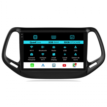 Navigatie Dedicata Jeep Compass (2016-2020), 10Inch, 2Gb Ram, 32Gb Stocare, Carplay