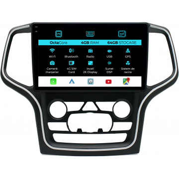 Navigatie Dedicata Jeep Grand Cherokee (2013-2020) , 2K, 4Gb Ram, 64Gb Stocare, Carplay