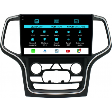 Navigatie Dedicata Jeep Grand Cherokee (2013-2020) ,QuadCore, 10Inch, 4Gb Ram, 64Gb Stocare, Carplay