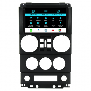 Navigatie Dedicata Jeep Wrangler Rubicon (2008-2010), 9Inch, 4Gb Ram, 64Gb Stocare, Carplay