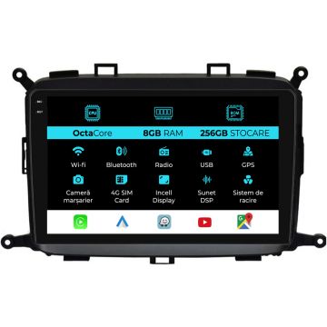 Navigatie Dedicata Kia Carens (2012-2017), 9Inch, 8Gb Ram, 256Gb Stocare, Carplay