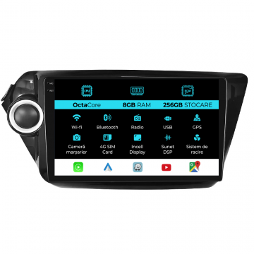 Navigatie Dedicata Kia Rio (2011-2016), 9Inch, 8Gb Ram, 256Gb Stocare, Carplay