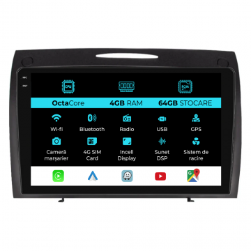 Navigatie Dedicata Mercedes SLK (2004-2011), 9Inch, 4Gb Ram, 64Gb Stocare, Carplay
