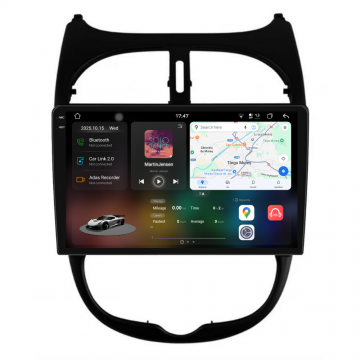 Navigatie Dedicata Peugeot 206 (2001-2008), 2K, 12Gb Ram, 256Gb Stocare, Carplay