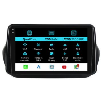 Navigatie Dedicata Peugeot Bipper (2008-2017), 9Inch, 2Gb Ram, 32Gb Stocare, Carplay