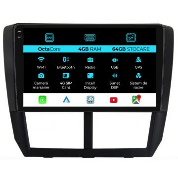 Navigatie Dedicata Subaru Forester (2008-2013), 9Inch, 4Gb Ram, 64Gb Stocare, Carplay