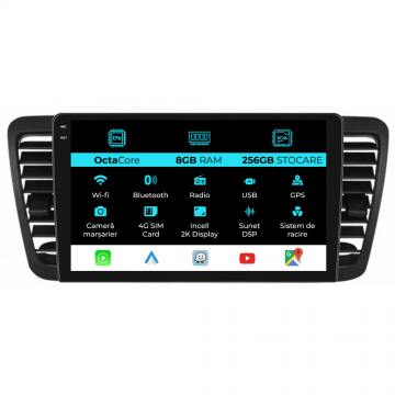 Navigatie Dedicata Subaru Legacy Outback (2004-2009), 2K, 8Gb Ram, 256Gb Stocare, Carplay