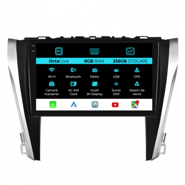 Navigatie Dedicata Toyota Camry (2015-2017), 2K, 8Gb Ram, 256Gb Stocare, Carplay