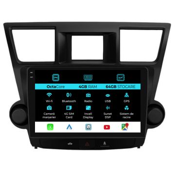 Navigatie Dedicata Toyota Highlander (2008-2014), 10Inch, 4Gb Ram, 64Gb Stocare, Carplay