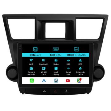 Navigatie Dedicata Toyota Highlander (2008-2014), 10Inch, 6Gb Ram, 128Gb Stocare, Carplay