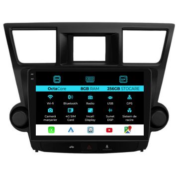 Navigatie Dedicata Toyota Kluger (2008-2014), 10Inch, 8Gb Ram, 256Gb Stocare, Carplay