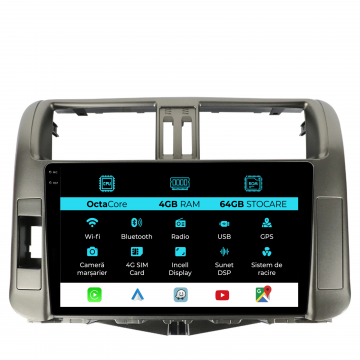 Navigatie Dedicata Toyota Land Cruiser Prado J150 (2009-2013), 9Inch, 4Gb Ram, 64Gb Stocare, Carplay
