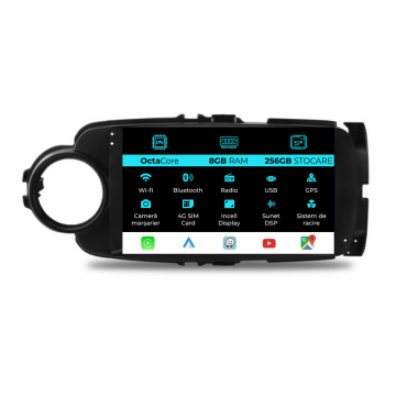 Navigatie Dedicata Toyota Yaris (2011-2018), 9Inch, 8Gb Ram, 256Gb Stocare, Carplay