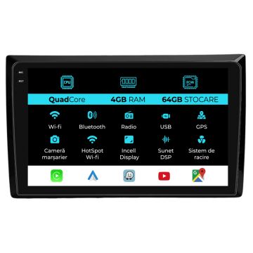 Navigatie Dedicata Volkswagen Beetle (2012-2018),QuadCore, 9Inch, 4Gb Ram, 64Gb stocare, Carplay