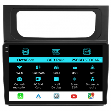 Navigatie Dedicata Volkswagen Touran (2010-2015), 10Inch, 8Gb Ram, 256Gb Stocare, Carplay
