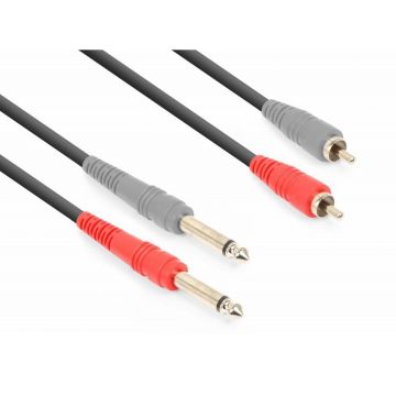Cablu audio 2x Jack Mono 6.3mm la 2x RCA Tata 1.5m, Vonyx 177.752