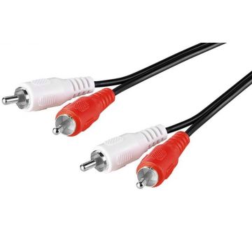 Cablu audio 5metri, platina si nichel, 2 bucati, Goobay Cablu 2RCA la 2RCA 5m