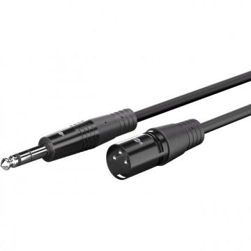 Cablu audio XLR 3 pini la jack stereo 6.35mm T-T 5m Negru, Goobay G80053