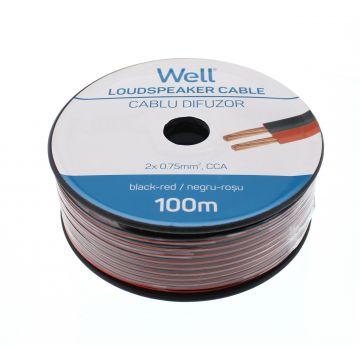 cablu difuzor rosu/negru 2x0.75mmp, 100m, well
