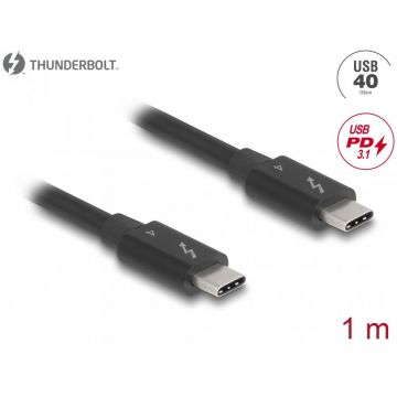 Cablu Thunderbolt 4 (USB type C) 40Gbps PD 3.1 240W 1m Negru, Delock 81249