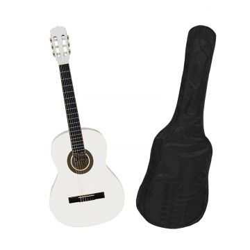 Chitara clasica din lemn 95 cm, alb clasic, husa nylon inclusa - Copie