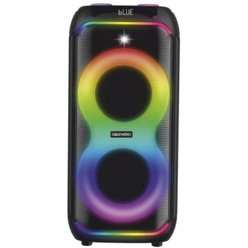 Daewoo Boxa Portabila Daewoo DPS60, 60W RMS, redare USB si card, telecomanda, microfon wireless, lumini LED, mod karaoke, conectare wireless, Negru