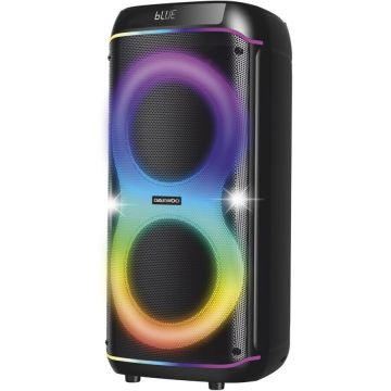 Daewoo Boxa Portabila Daewoo DPS80, 80W RMS, redare USB si card, telecomanda, microfon wireless, lumini LED, mod karaoke, conectare wireless, Negru