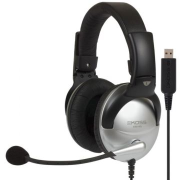 Koss Koss SB45 USB Headsets, Over-Ear, Wired, Microphone, Silver/Black