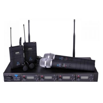 Set 4 microfoane wireless lavaliera + mana UHF Azusa MIK0116