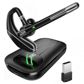 techsuit Casca Call Center Bluetooth Techsuit Hearyo A6L, baterie carcasa 1000mAh, Dual Noise Cancelling, IPX4, Negru