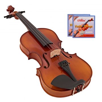 Vioara clasica, lemn, toc inclus, doua seturi corzi incluse, 4 4, 59 cm