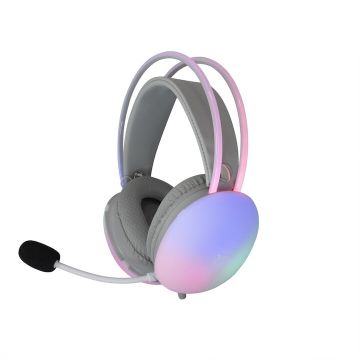 White&nbsp;Shark Casti Gaming cu fir White Shark FIREFLY-W, Over-Ear, Stereo, 50 mm Driver, Microfon, Cablu 2m, Iluminare LED, Alb