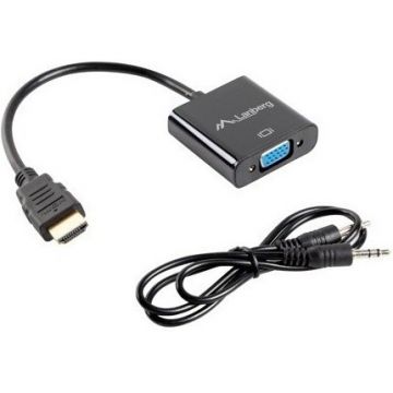 Adaptor cablu HDMI la VGA + Audio, 1920x1200, negru, AD-0017-BK