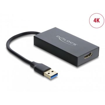 Adaptor USB-A la HDMI 4K30Hz T-M 0.2m, Delock 62144