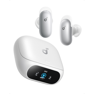Anker Casti wireless Soundcore Liberty 5 Pro, Anker Thus™ AI Chip, Calitatea apelurilor certificata de Guinness World Records, Active Noise Cancelling, Bluetooth 6.1, IP55, Autonomie 28 ore, Alb