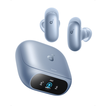 Anker Casti wireless Soundcore Liberty 5 Pro, Anker Thus™ AI Chip, Calitatea apelurilor certificata de Guinness World Records, Active Noise Cancelling, Bluetooth 6.1, IP55, Autonomie 28 ore, Albastru