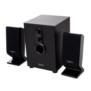 Boxe Spacer SPB-2200 2.1, pentru PC, 11W RMS, 2x 3W si 5W, control volum si bass, subwoofer lemn, jack 3.5mm, 220V, negru