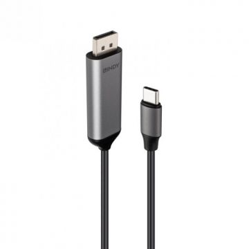 Cablu Bidirectional USB Type C la DisplayPort 8K60Hz/4K144Hz 1m, Lindy L43503