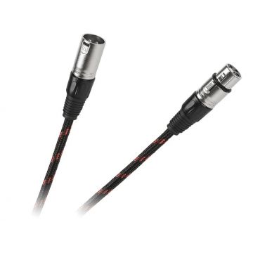 Cablu microfon XLR - Mama XR - TATA, 3 metri, protectie bumbac negru-rosu, KPO2756-3