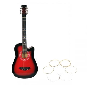Chitara clasica din lemn DEPOX , Cutaway Country Red, set de corzi incluse, 95 cm, rosu