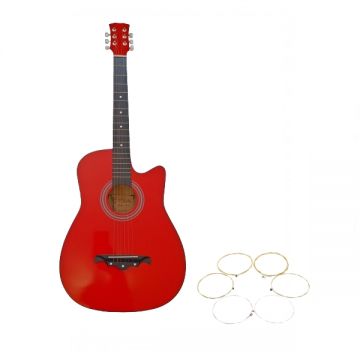 Chitara clasica din lemn DEPOX , set de corzi incluse, 95 cm, rosie