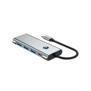 Docking station USB type C la HDMI 4K60Hz/3x USB 3.2-A/1x SD,Micro SD + PD, Value 12.99.1144