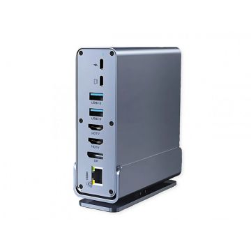 Docking station USB type C la HDMI/DP 4K60/Gigabit Ethernet/USB-A/USB-C + PD, SD/microSD, Audio, Value 12.99.1142