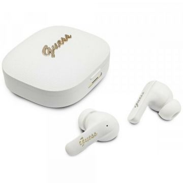 Guess Handsfree Bluetooth Guess Script Metal Logo, TWS, Alb