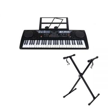 Orga electronica si stativ DEPOX , intrare USB, mini-microfon, suport partitura inclus, negru