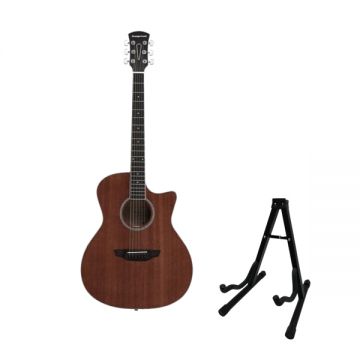 Set stativ universal pliabil si chitara clasica din lemn 4 4, 95 cm, maro