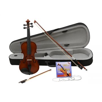 Set vioara clasica din lemn 1 8, doua arcusuri si set corzi, DEPOX , toc inclus