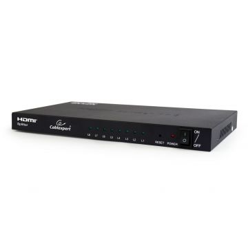 Splitter HDMI pentru sali de conferinte Gembird DSP-8PH4-03, 8 porturi, 4K, suport 3D, amplificator semnal, carcasa din otel